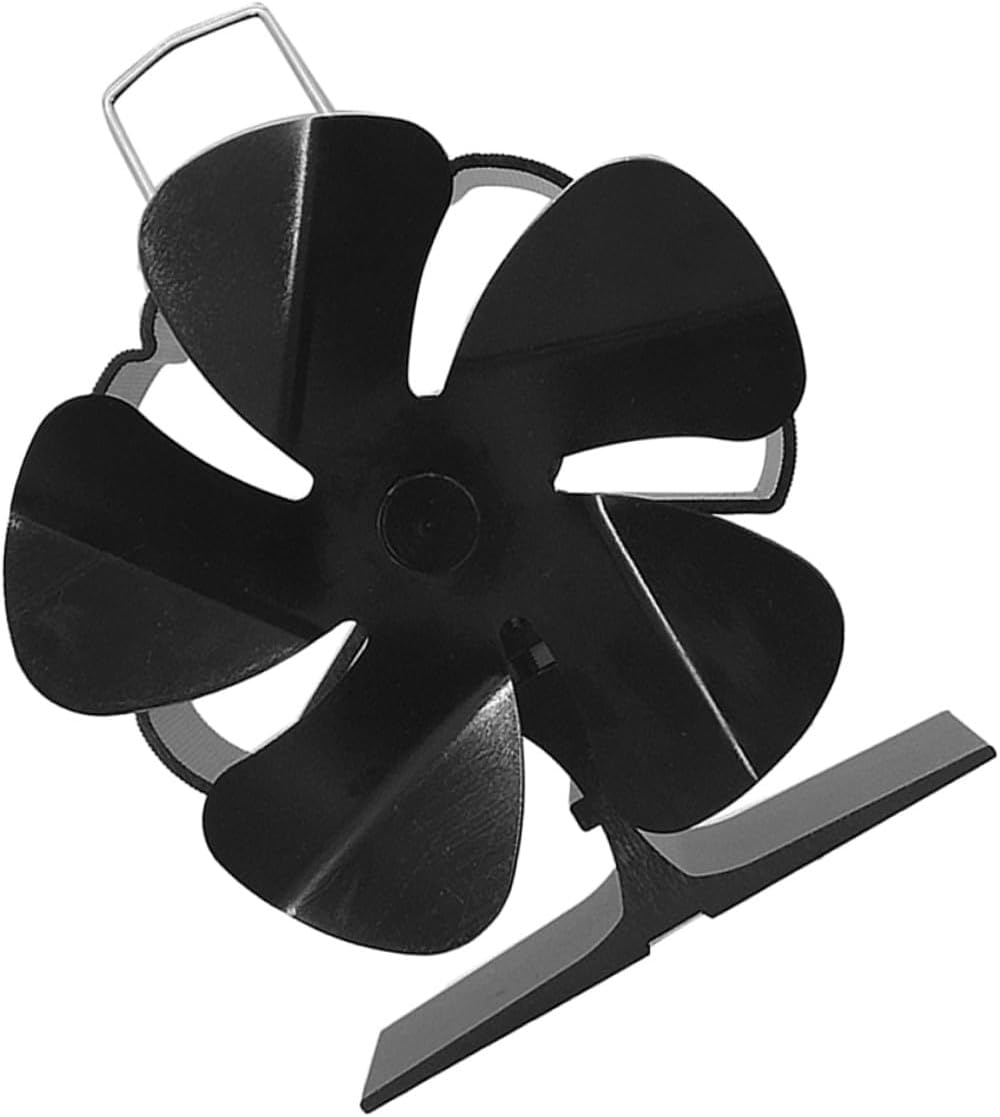Sosoport Mini 5-blade Heat Powered Stove Fan, Black Silent Fireplace Fan for Home and Outdoor Use, Efficient Warm Air Circulation without Electricity