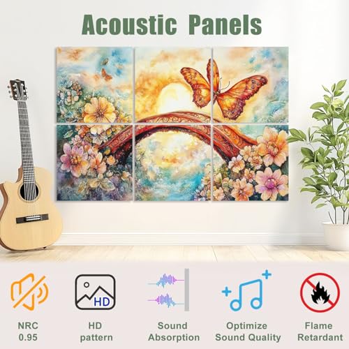 Paneles acústicos decorativos de 6 piezas VVLUXIDECO, 72"x48", absorbentes de sonido, autoadhesivos para estudio y oficina miniatura 3