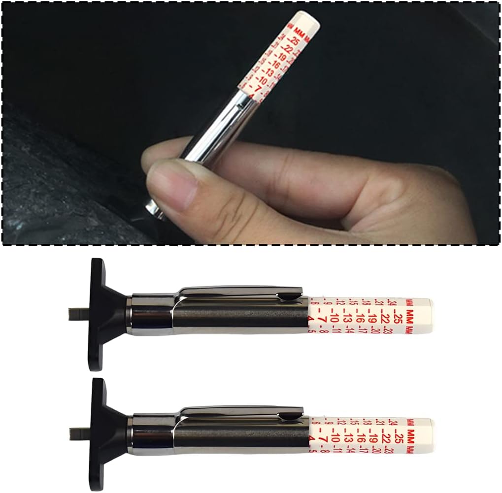 AUCELI Car Tire Tread Depth Gauge 32nds, 2 PCS SixSided