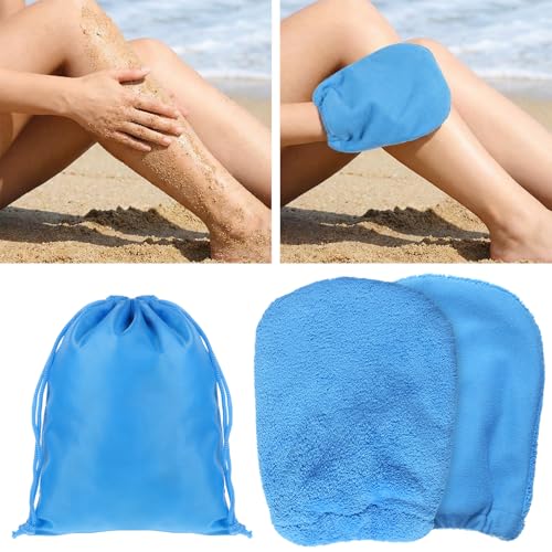 Dimioaoa 2Pcs Sand Remover for Beach, 2 in 1 Beach Sand Remover Sand Eraser Wipe Mitts, Soft Wipe Off Mitts Summer Beach Vacation Essentials for Beaches Activities Volleyball Sandboxes