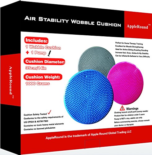 Image of AppleRound Inflated Wobble Cushion with Hand Pump, Air Stability Board (Extra Thick), Core Balance Disc for Adults, Sensory Wiggle Seat for Kids, Flexible Seating for All Age, 13.5in / 34cm Diameter