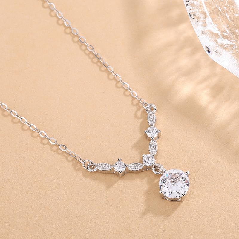 Collier en Argent S925 et Zircon Brillant - Cadeau d'Anniversaire Unique pour Femme