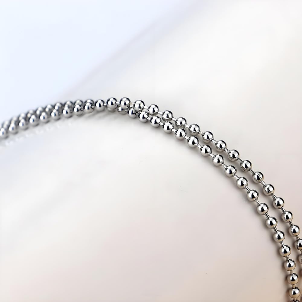 Solid 925 Sterling Silver 2.3mm Beaded Chain Link Necklace for Women, 16" to 30" Length with Lobster Clasp - Image 7