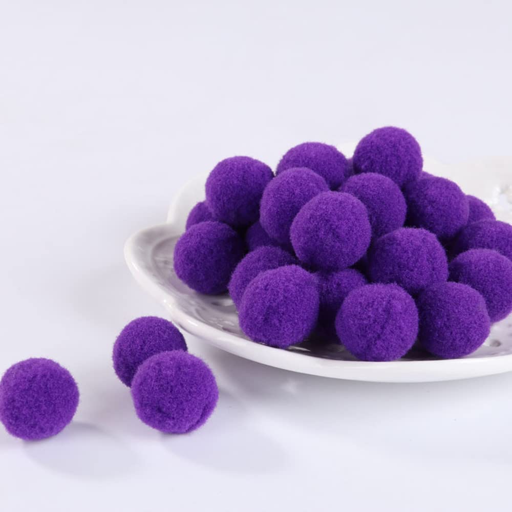 100Pcs Fluffy Assorted Pom Poms Balls for DIY Creative Crafts Decorations (3cm-Purple)