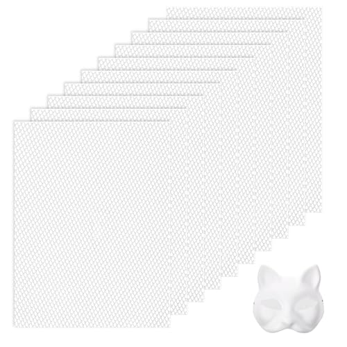 10PCS Fursuit Eye Mesh 1mm Eye Mesh for Mask Plastic PVC Meshes Sheet White Buckram Fabric Waterproof Printable Blank Handicrafts Making for Mask Furry Cosplay Props Fursuits 11.8in X 7.87in