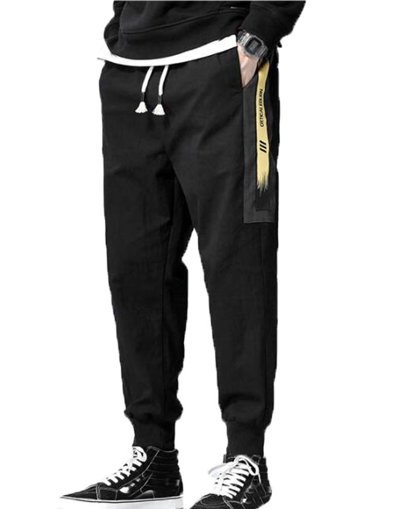 Męskie spodnie letnie spodnie treningowe bojówki spodnie dresowe podstawowe zwężane dopasowanie spodnie rekreacyjne trend streetwear, Czarny, L
