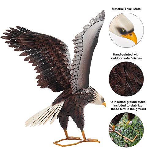 chisheen Bald Eagle Statue Outdoor Garden Sculpture Metal Yard Art Lawn Decoration