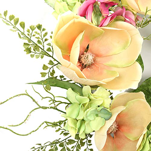 Cloris Art Summer Wreath For Front Door, 22 Inch Artificial Spring Wreath For Home Festival Wedding Party Farmhouse Outdoor Decor(Magnolia Hydrangea) #TOP2