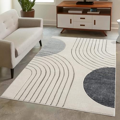 LIVUM Tapis de Salon Moderne Tapis de Chambre Motif Scandinave Style Boheme Formes Geometriques (Modèle: Westy Crème, Taille: 120 x 170 cm)