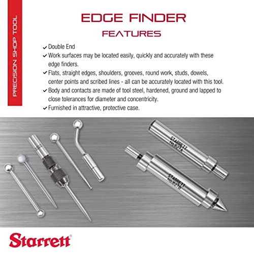 Starrett Edge Finder - Ideal For Flat, Straight Edges, Center Points And Scribed Lines - .200" Contact Diameter And Pointed Contact.500" Body Diameter, Double End - 827B #TOP1