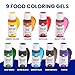 ENCO 9 Basic Food Coloring Gel Set 1.41 oz each (40 g) Concentrated, Vegan, Includes Color Mixing Guide