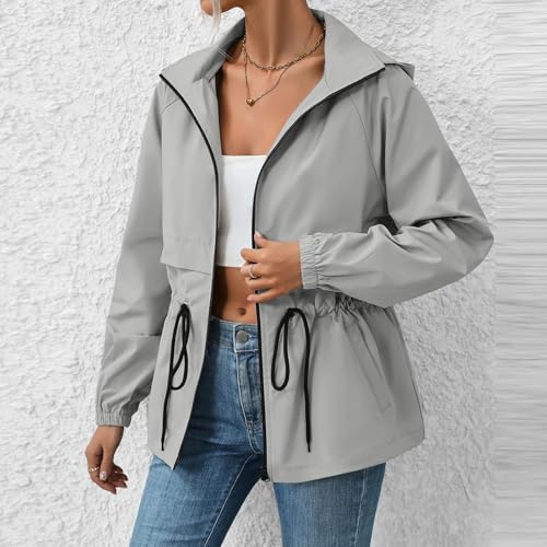 Rain Coats for Women Waterproof with Hood Long Sleeve Lined Windbreaker Jackets Casual Lightweight Travel Rain Jacket4