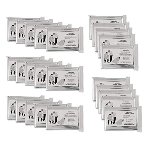 Image of Emergency Mylar Thermal Blankets | Emergency Kit Roadside First Aid Kit Travel | Hiking Gear Camping Outdoor Sleeping Insulated - Silver by Marathon Housewares