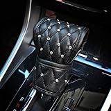 Pursuestar Bling Crystal Diamond Gear Shift Knob Cover Pad with PU Leather Soft Velvet Rhinestones...
