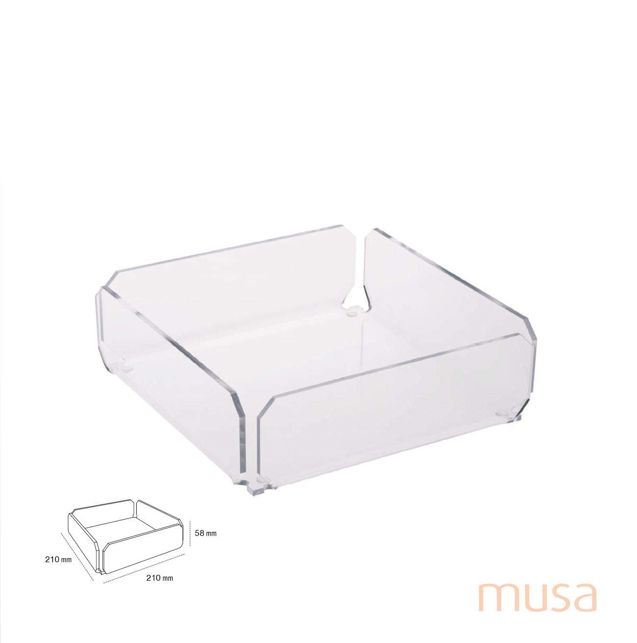 Agplex Portatovaglioli in vetro acrilico trasparente 20,5x 20,5 x5,8 cm, Porta tovaglioli da tavola design moderno, Accessorio Cucina Elegante - Made in Italy