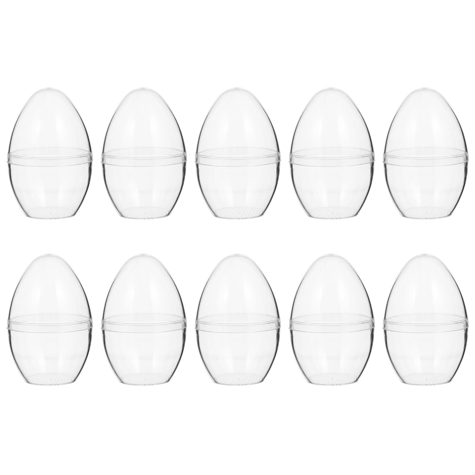 EXCEART Fillable Ball Easter Fillable Plastic Eggs, 10pcs Clear Standing Easter Egg Ornaments for Candy Chocolate, Easter Party Egg Hunt Kids Party DIY Craft 50x80mm