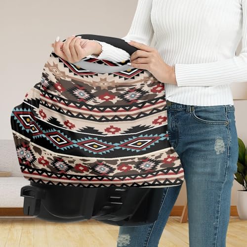 Image of Fashion Tribe Aztec Pattern Baby Multi-use Cover, Mother Nursing Cover,Comfortable Stretchy Nursing Scarf Shopping Cart Cover Fit for Baby Stroller and Mom