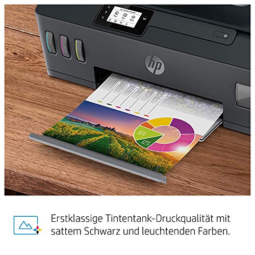 HP Smart Tank Plus 655 Multifunktionsdrucker (Drucker, Scanner, Kopierer, Fax, WLAN, AirPrint, 4-in-1, inklusive Tinte für bis zu 3 Jahre drucken), Schwarz