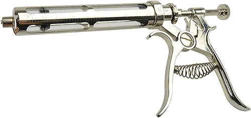 30ML/50ML Inyector de jeringa de ganado de acero inoxidable ajustable continuo Veterinario Pistola de inyección automática de vacuna para ganado