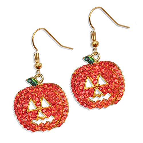 Halloween Pumpkin Earrings Hypoallergenic Crystal Dangle Earrings for Women Holiday Thanksgiving Halloween Pumpkin Drop Earrings