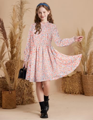 Image of GRACE KARIN Girls Long Sleeve Floral Dress Fall Winter Casual Dresses 6-14Y