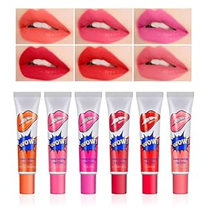 Freeorr Magic Tattoo Lipglossset, 6 kleuren, peel-gekleurd, lipgloss, magische kleur, waterbestendig, duurzaam, mat, sexy kleur
