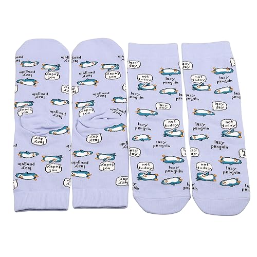 Image of MBMSO 2 Pair Penguin Socks Funny Lazy Penguin Gift for Penguin Lover Penguin Mom Gift Lazy Day Socks Penguin Lazy Friend Gift