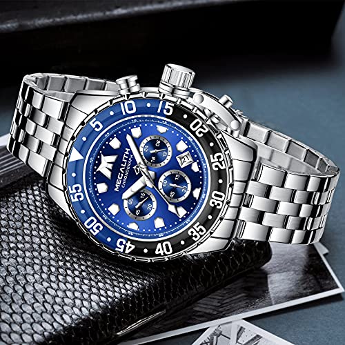 MEGALITH Mens Watches Chronograph Waterproof Analogue Quartz Wrist Watches for Men Luminous Date