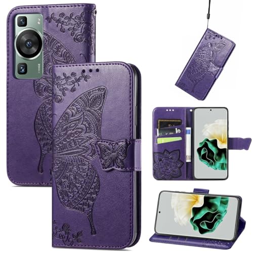 Étui Huawei P60 König Design à rabat violet foncé