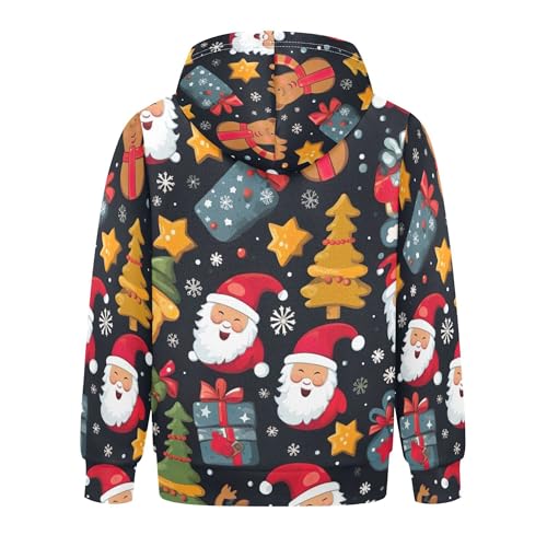 Kids Hoodies Sweaters Christmas Xmas Santa Claus Hooded Sweatshirts with Big Pockets for Boys Girls B04003562