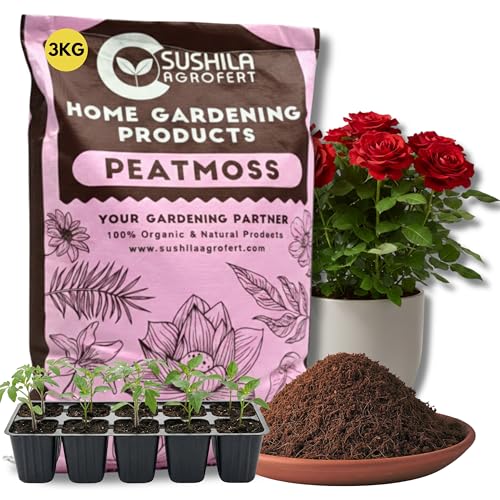 Image of Sushila Agrofert Peat Moss 3KG Acidic pH, Sterile, Excellent Water Retention, Good Drainage, Light & Airy, Seed Germination, Potting Mix, Hydroponics, Soil Amendment, Mulch, Root Growth & Garden Use