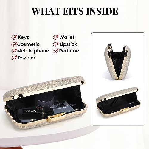 UBORSE Damen Clutch Abendttasche Glitter Handtasche Glänzend mit Kette Umhängetasche Modisch Elegant Schultertasche Portemonnaie Tasche für Cocktailparty Abendparty Tanzparty Geburtstag Hochzeit – Bild 6