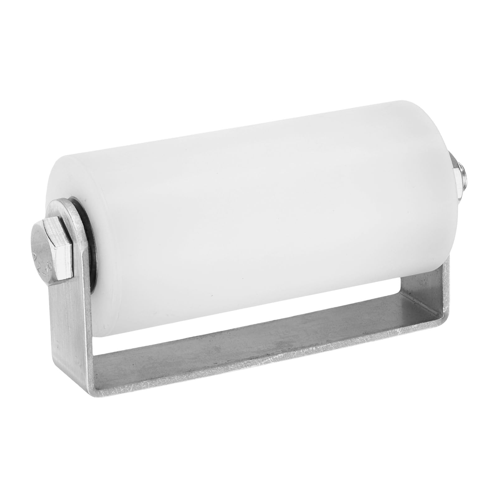 sourcing map Slide Gate Guide Roller, 100mm Nylon Sliding Gate Guider with C Post Welded Bracket, Ball Bearing Side Roller Assembly Screw Tightening for Sliding Door 48mm Dia, White