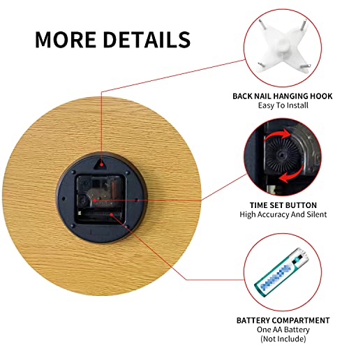 Hylanda Wall Clock, 10 Inch Rustic Wall Clocks Battery Operated Silent Non Ticking, Country Round Wooden Clocks Farmhous Wall Decor For Bathroom, Living Room, Kitchen, Bedrooms, Dining Room (Gray) #TOP4