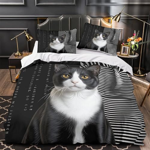 Housse de Couette Chat Illusion d'Optique pour Déco Chambre Ado Originale