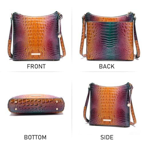 Shoulder Crocodile Flat Handbags for Women trendy Ladies Shoulder Bag Embossed Pattern Leather Crossbody Purse2