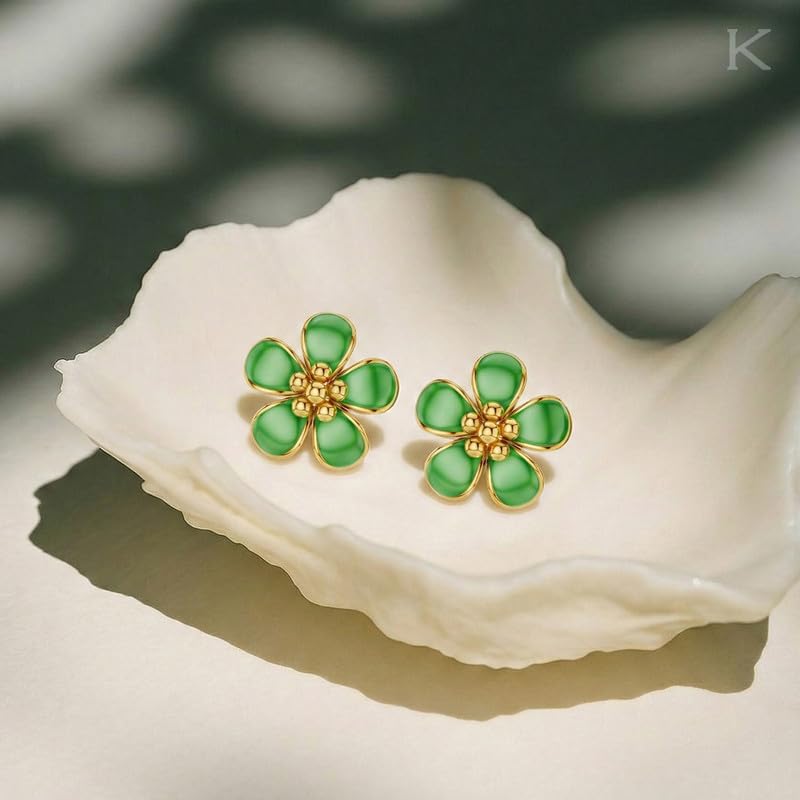 Image of Kisna 9 /14 /18 KT Florishine Yellow Gold Earring For Women
