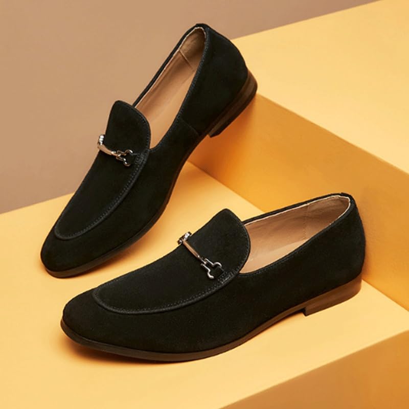 Mens Suede Leather Classic Slip On Oxford Shoes Lightweight Retro Casual Flats Loafers for Daily Walking Business Shoes2