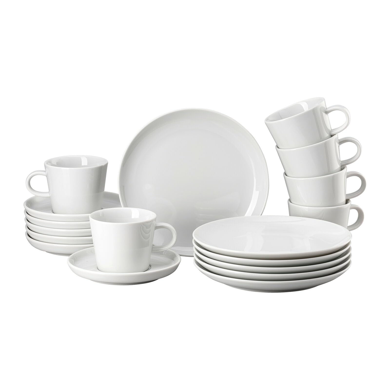 Thomas Cucina Bianca, weiss, Set 18-tlg., Frühstücksteller, Kombi-Tassen & Untertassen, spülmaschinen- & mikrowellenfest, schlichtes Design - ästhetisch und funktionell