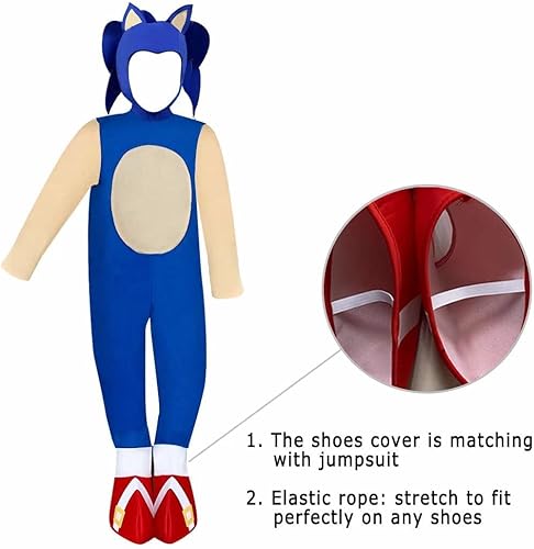 Miniatura 5 de Enterizo de The Hedgehog para niño y niña con guantes para la cabeza, traje de cosplay en general, trajes de traje sónico
