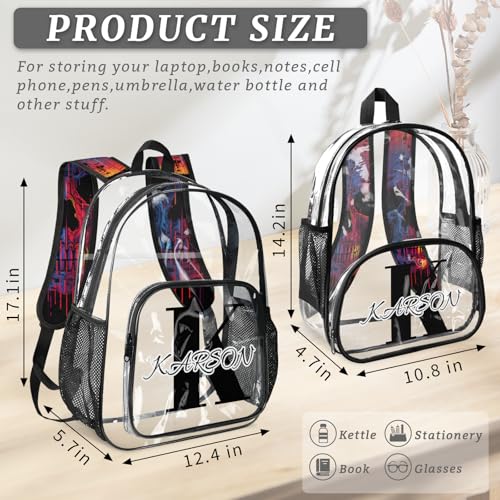 Personalized Funny Skull Skeleton Large Clear Backpack Stadium Approved Heavy Duty PVC Plastic Custom Transparent Backpacks See Through Bag with Name4
