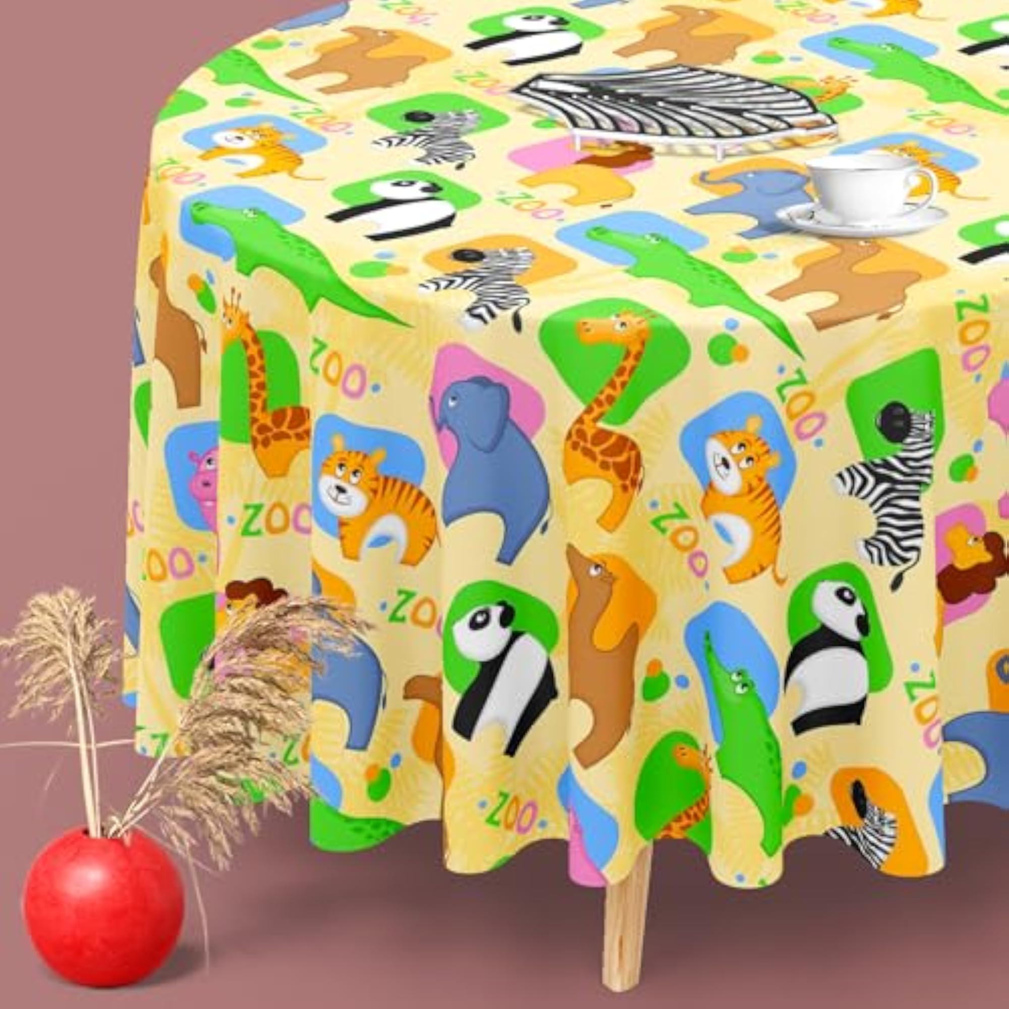 African Animals Cotton Canvas Table Cloth Cover for Dining & Center Table