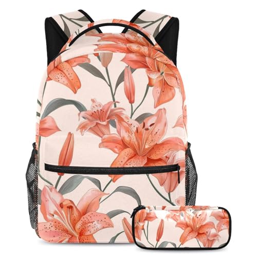 Sac à dos polyvalent grand volume pour organiser vos fournitures, ensemble 2 pièces lys roses