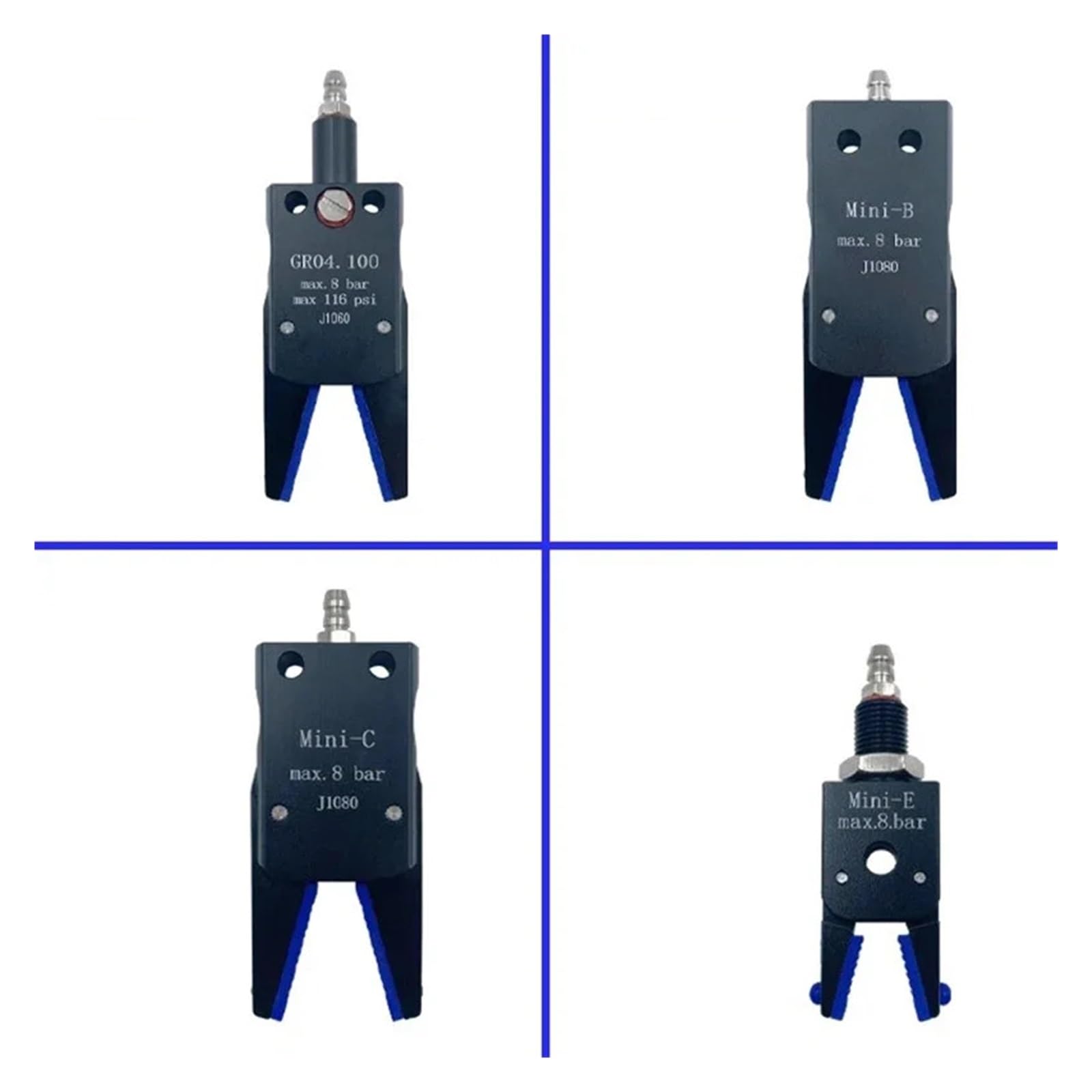Mini fijación neumática Pinza robótica neumática premium con interruptor de sensor y almohadillas antideslizantes - Garra manipuladora de automatización industrial de alta precisión(CH1410A)