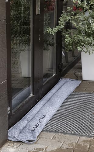 LABA-TEX - Water-Activated Flood Barriers, No Prep, Fast Leak & Flood Protection for Doors, Windows, Garages & Basements, 2-Pack (59 x 9,85 in), Absorbs Up to 4 galons/Grey, Disposable
