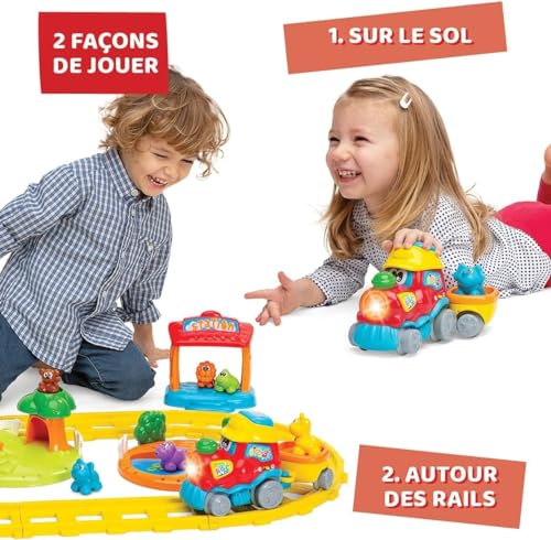 Chicco Train de 'Aventure Jouet Bilingue Français Anglais pour Enfants avec Station Ensemble Train et 6 Animaux Jouet Éducatif Electronique avec Phrases et Chansons de 1 à - vue 4