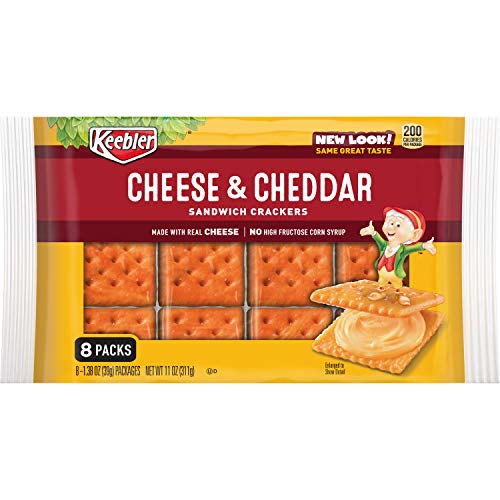 Keebler Sandwich Crackers, Single Serve Snack Crackers, Office And Kids Snacks, Cheese And Cheddar, 11Oz Tray (8 Packs) #TOP4