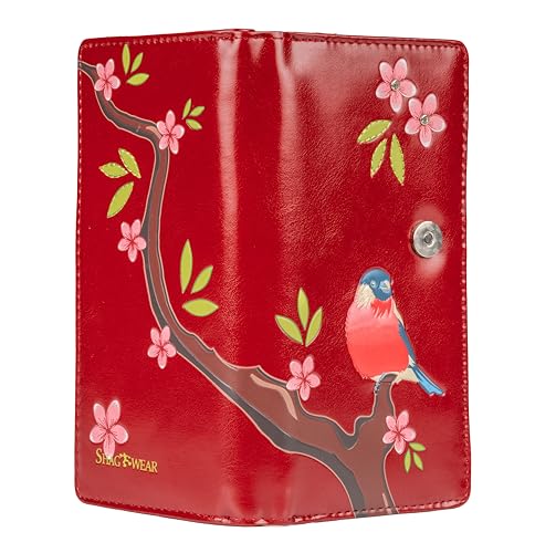 Shag Wear Women's Premium Vegan Clutch Cardholder Wallet Zipper Red Crested, Red3
