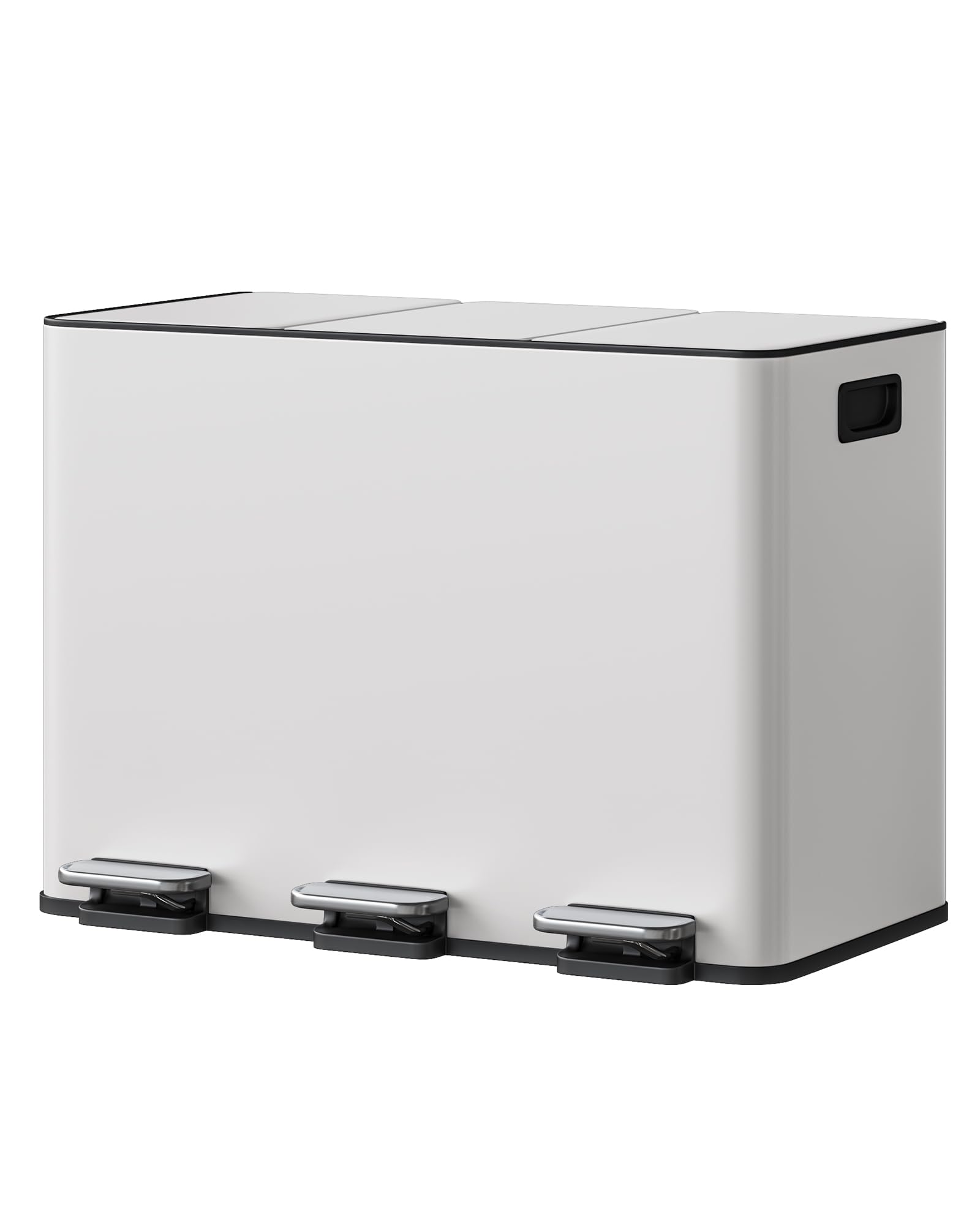 Praktisches 3-Fach Mülltrennsystem – Küchen Tretmülleimer 45L (3 x 15L) Aus Edelstahl – Soft-Close Deckel, Herausnehmbare Inneneimer, Griffe – Idealer Abfalleimer & Recyclingbehälter