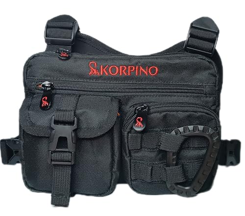 SKORPINO Taktische Brusttasche | geeignet bei Workouts | Sport | Wandern | Motorrad | Radfahren | Angeln | 22,9x15,9x5,1 cm | Tactical | Chest Bag | mit Handyfach integriert